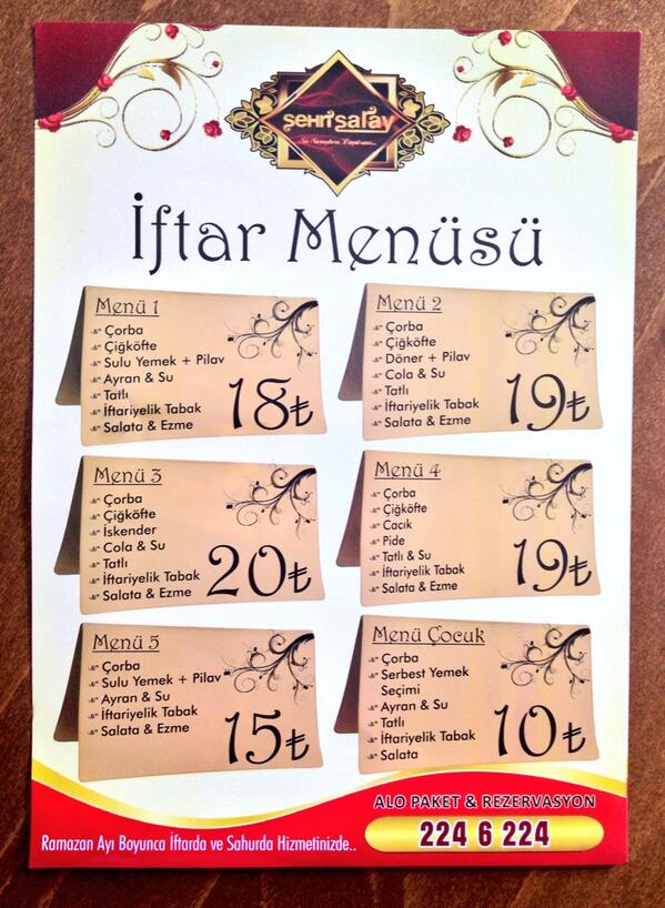 sehrisaray's tweet photo. SEHRİ SARAY RAMAZAN MENÜSÜ HUZURLARİNİZDA. SİZ SARAYLARA LAYIKSINIZ..@fuatakkoyun @idristann @siirtajans @shn_cvk http://t.co/XgSgBYqWBr
