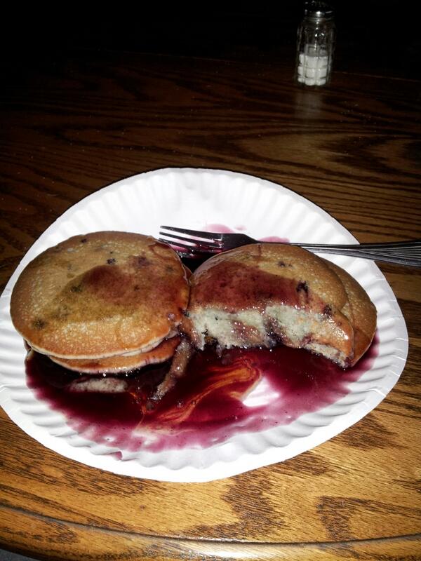 alexjlever's tweet photo. Mmm blueberry syrup on blueberry pancakes http://t.co/NLFJZt5IjP