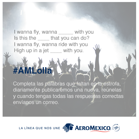 Aeromexico's tweet photo. RT #AMLolla Canción 2 ✈  http://t.co/MJ1WQ33d81 http://t.co/w99EiTho5b