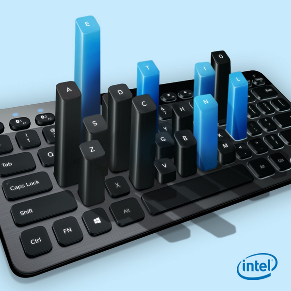 intel's tweet photo. Which keyboard keys are used the most? We've spelled it out for you. http://t.co/qDFuWCQh2D