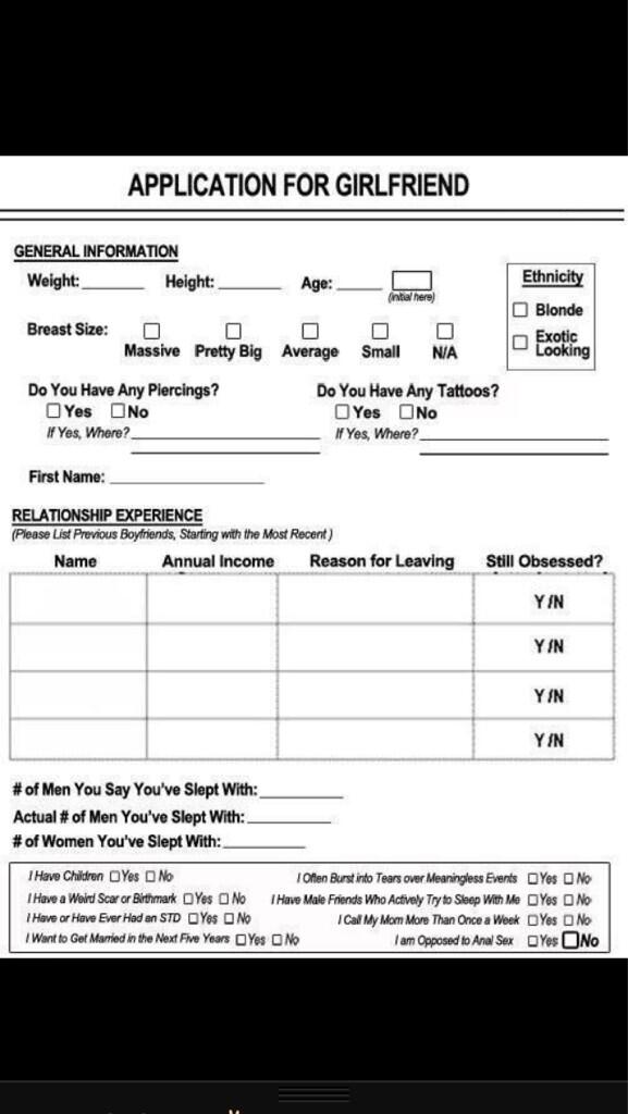 TheWingLAD's tweet image. Form for potential girlfriend vetting #WingLAD