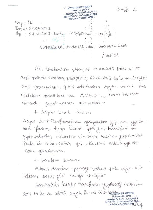 manisavho's tweet photo. ASGARİ ÜCRET TARİFESİNE UYMA ZORUNLULUĞU KONUSUNDA ODAMIZ VE VET.HEK.MUHAMMET ERCAN ARASINDA GERÇEKLEŞEN YAZIŞMA. http://t.co/oYGSFgkn9n
