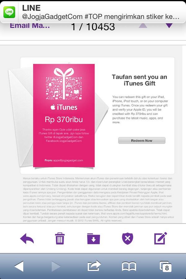 anisayu98's tweet photo. Thanks trusted seller yang menjual jasa itunes gift card :) 👍✨ @JogjaGadgetCom http://t.co/UxPdi3Zqr6