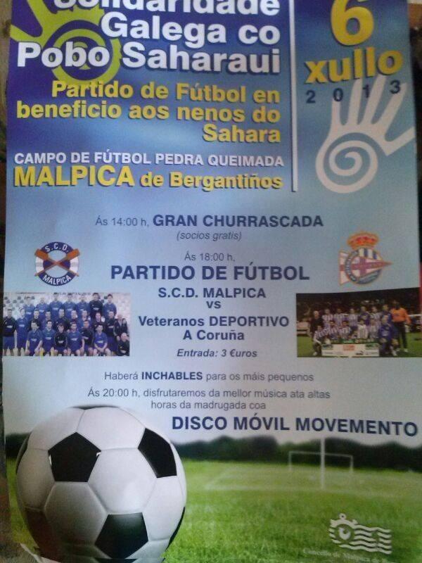 PARTIDO BENÉFICO: SCD MALPICA - VETERANOS DEPORTIVO DA CORUÑA. Sábado 6 ás 18:00h na Pedra Queimada