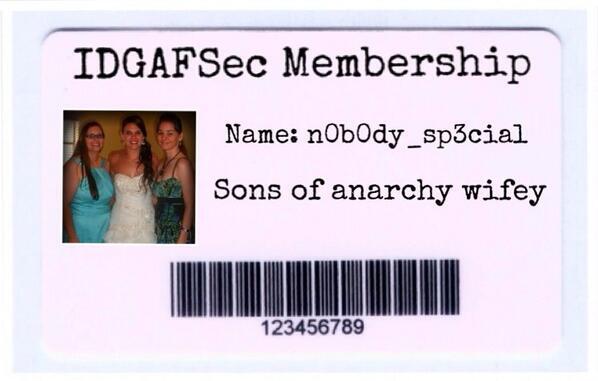 n0b0dy_sp3cial's tweet image. Proud member of #IDGAFSec #0FuxGiven What you know about it?