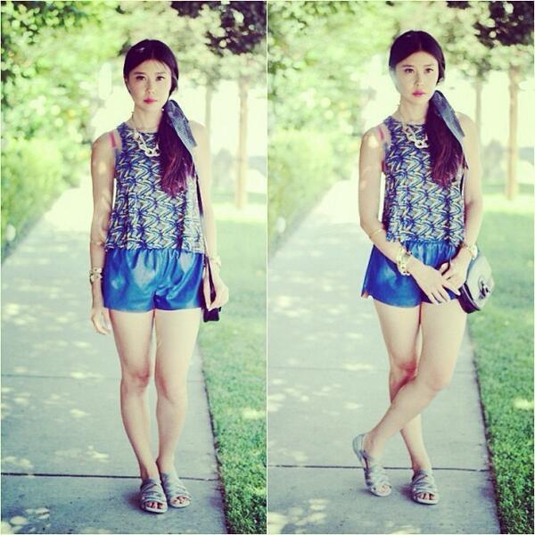 isabellu's tweet photo. See @goodbadandfab latest #ootd post featuring our Tribal Print Tank and Pleather Shorts. Check her blog out for ... http://t.co/Nwr5FXuecp