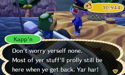 Xhjon's tweet image. #ACML Photo a day: Day: Kapp&apos;n. My stuff BETTER be here when I get back. #ACNL