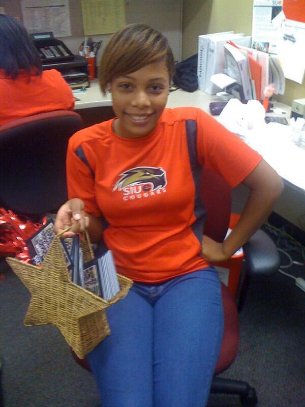 efillback's tweet photo. #1 Kayla, Senior Edu. major, said school spirit is being a STAR and recruiting future students to SIUE. #SIUETSH http://t.co/0uxlb6iSmi
