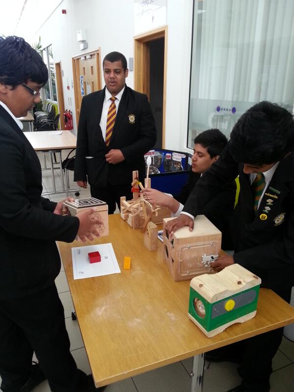 Holyhead students setting up for the Titan Computer Science fair <a href="/holyhead_school/">Holyhead School</a>