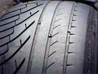 TyredAndTested's tweet image. A badly worn tyre from poor alignment! Keep an eye on your tyres! #tyred&amp;amp;tested