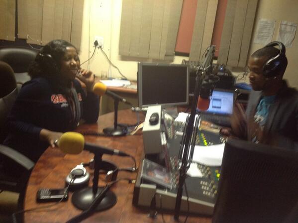 Having fun @VOT (Voice of Tembisa) FM Studio with Luvo Mlobeli - a very dynamic young man! Enjoyed the Show!