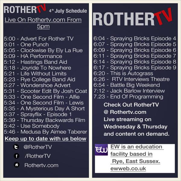 RotherTV's tweet photo. Heres the schedule for tonight http://t.co/PCBrFjBh6p