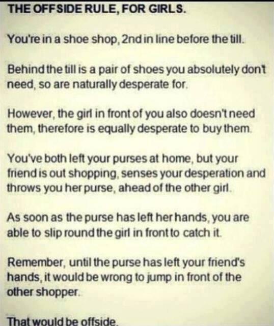 FootballFunnys's tweet photo. The offside rule explained for girls.. http://t.co/VvslY6IU9E