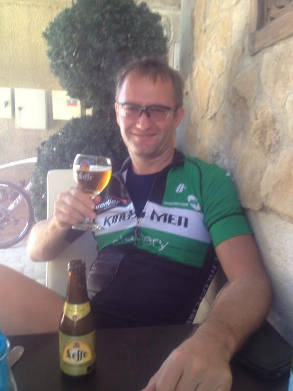 SlatteryJosh's tweet photo. @montcycling Josh enjoying a Leffe in eyguiereres! http://t.co/B5F1W35NMK
