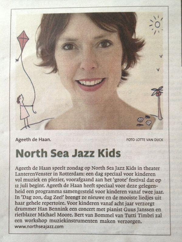 BureauVanaf2's tweet photo. Vandaag in het NHD, Ageeth de Haan speelt zondag op North Sea Jazz Kids in Rotterdam! #jazz #NSJ http://t.co/DiFs2GWvTg