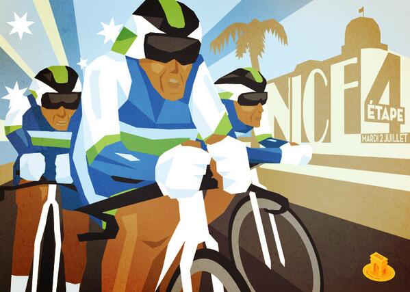 Stage 4 TTT poster is now up. Aussies smash the team time trial. #TDF <a href="/Orica_GreenEDGE/">Orica GreenEdge</a>