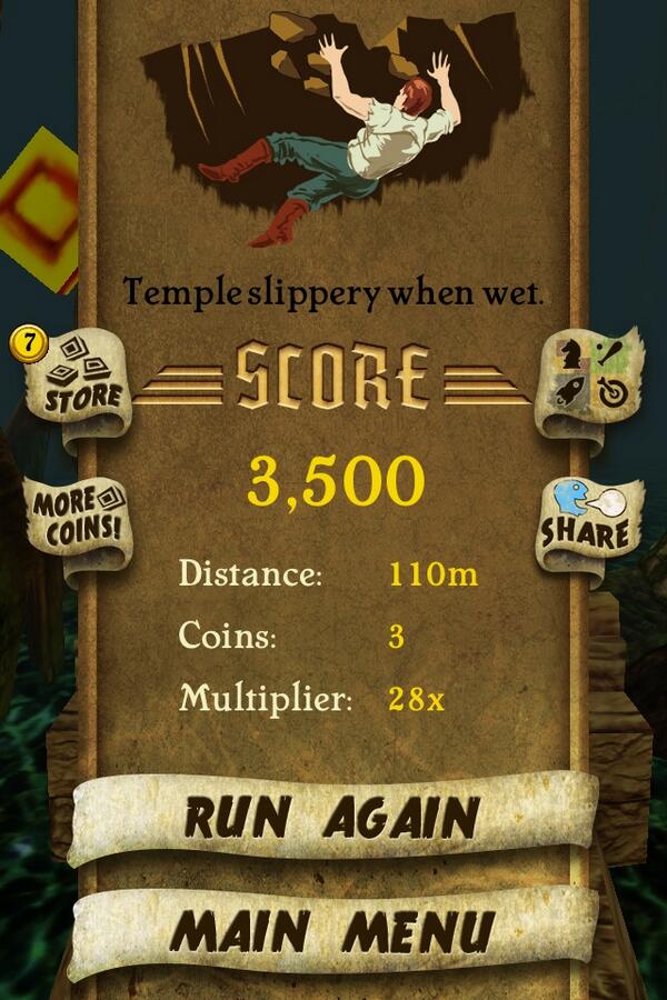 SargonMichael's tweet photo. I got 3,500 points while escaping from demon monkeys. Beat that! http://t.co/S4llB1qXlJ #TempleRun http://t.co/UMgUqvdtSh