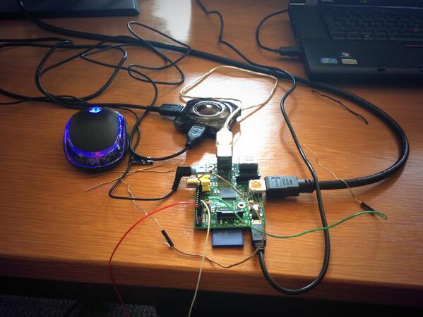 ledina's tweet image. Raspberry Pi in action at #IBMthinkIT - go team!
