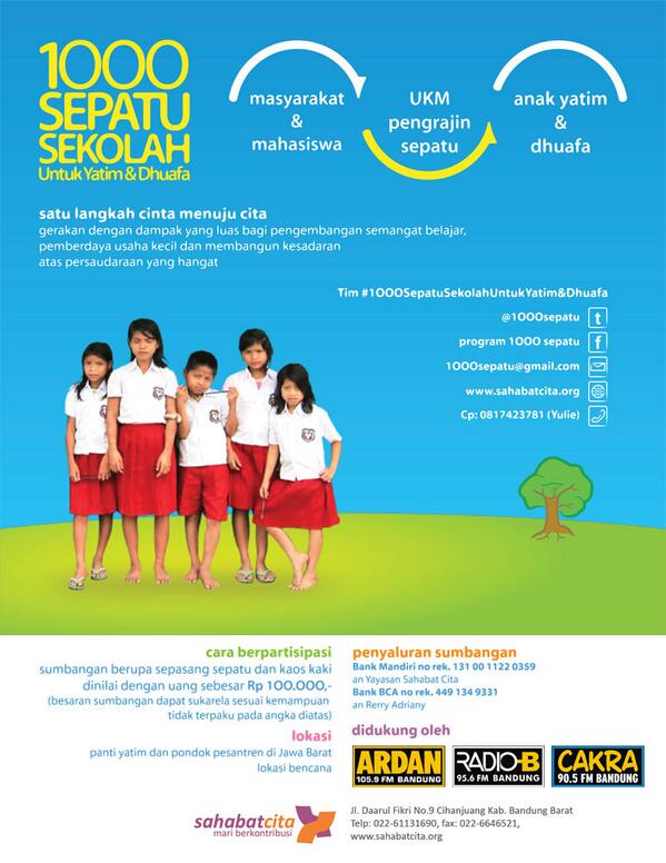 1000sepatu (@1000sepatu) on Twitter photo Ayo :) "<a href="/ardanradio/">ARDAN RADIO 105.9 FM</a>: #FF 1000sepatu - Ayo kita berbagi dan beramal sepatu untuk kaum dhuafa dan yatim piatu :') " Ayo :) "<a href="/ardanradio/">ARDAN RADIO 105.9 FM</a>: #FF 1000sepatu - Ayo kita berbagi dan beramal sepatu untuk kaum dhuafa dan yatim piatu :') "