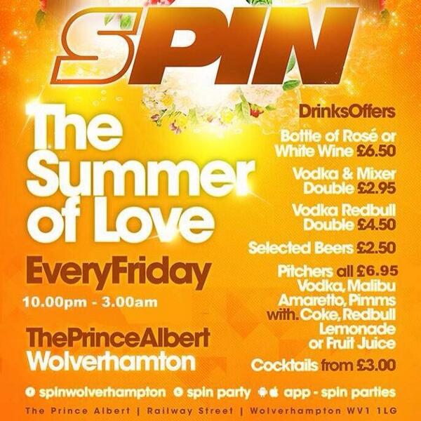 PrinceAlbertBar's tweet photo. @SpinParty Tonight At @PrinceAlbertBar!

https://t.co/RNqY3RTWBT

HUGE DRINK OFFERS EVERY FRIDAY!!
#summeroflove http://t.co/f0IBMZRsZO