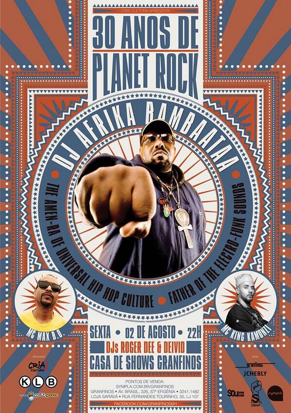 Dia 02 de agosto tem Afrika Bambaataa no Granfinos. Garanta já o seu ingresso: bit.ly/AfrikaBambaata…