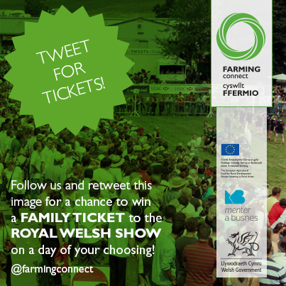FarmingConnect's tweet photo. #Win a family ticket to the @royalwelshshow! Follow + RT to enter. Close 17/07. #FCComp http://t.co/7hOOF9Ysns