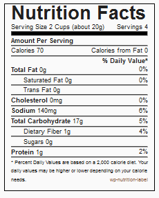 Booster Juice Nutrition Chart