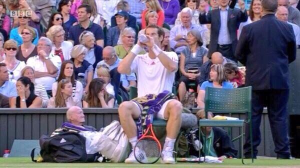 _itsjustcalvin's tweet photo. Murray carries an old man around in his bag for good luck http://t.co/5B0ADG6og2