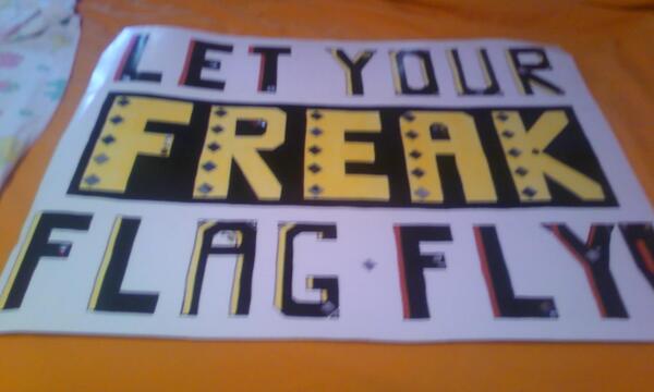 Talllcool1's tweet photo. @DurbinRock Went to see u perform in New Hampshire. This was my poster devoted to you. Excited to hear #freakflag :0) http://t.co/7tlslCCrlH