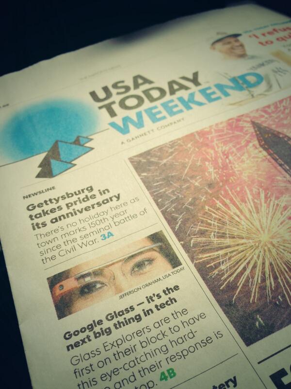 mariasearth's tweet image. Have u picked up @USATODAY yet this weekend? U know who-- is in it! :) #GoogleGlass #Projectglass #GlassExplorers