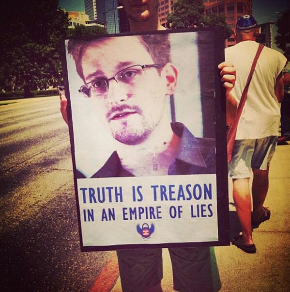 LeftistU's tweet photo. “@WikileaksTruck: Truth is treason in an empire of lies. #OpFreeSnowden http://t.co/phP5YNoRWc”