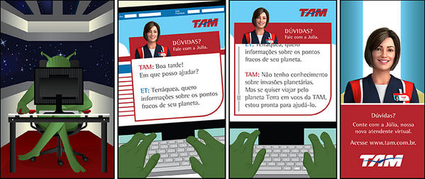 LATAM_BRA's tweet photo. A #Julia é a nossa nova #atendentevirtual e chegou para tirar as suas dúvidas! ;) Acesse: http://t.co/z24JLynjNB http://t.co/EKjn8IdoxU