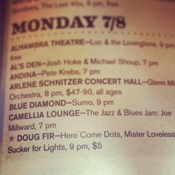 veronicabooking's tweet photo. Are you coming on Monday?? @DougFirLounge @AndHereComeDots @MisterLoveless @SuckerForLights #veronicabooking http://t.co/sJhKivnWxt