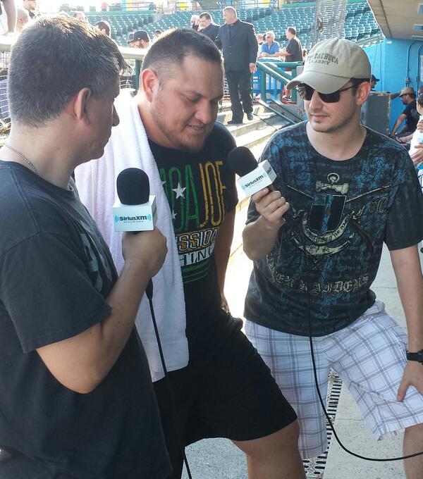 BustedOpenRadio's tweet image. Just before his match @SamoaJoe took time out to talk to us #BaseBrawl