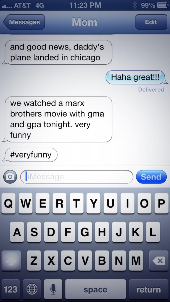 leahsherin's tweet image. My mom uses hashtags now in her texting #technologicallyadvanced #veryfunny