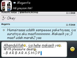 BarbaraOnlShop's tweet photo. WE ARE TRUSTED ONLINE SHOP! ♥. Thank u magentaa, ditunggu next orderannyaa. With love, Barbara Shop!♡ http://t.co/iO9qct5qoV
