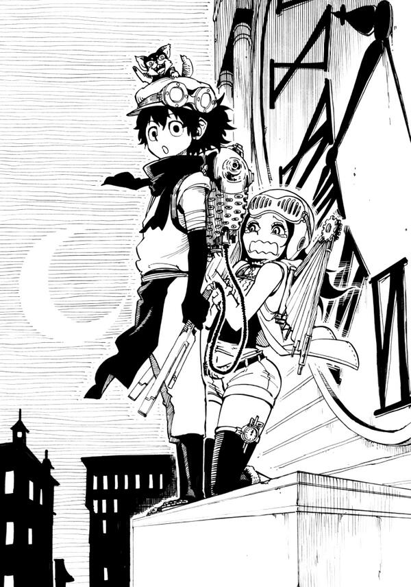 昔の読み切りのキャラを描いてみた②。「明治百機八匣譚 DENGI」(週刊少年ジャンプ2009年35号)。 