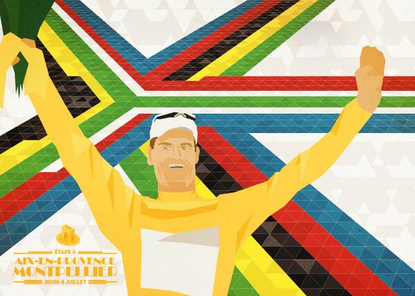 Daryl Impey becomes the first African to wear the yellow jersey. #TdF #DailyPoster #Stage6