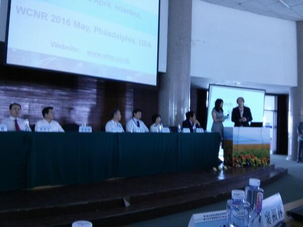 Prof Staphaine Clerk (President WFNR) declaring formation of Chinese Society of Neurorehabilitation at Baotao, China