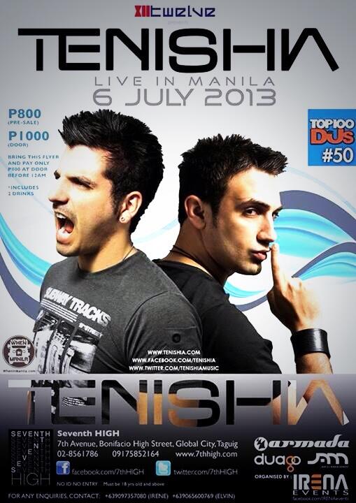 MNLNightLife's tweet photo. July 06 10PM @twelvemalaysia and @IRENAevents present @TenishiaMusic LIVE @7thHIGH tonight! Php1000 cover charge. http://t.co/9b0wJAxq7u