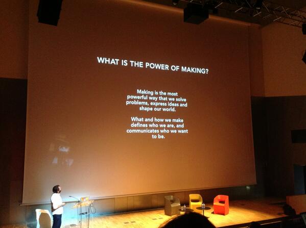pauderiba's tweet image. Amazing lecture from Daniel Charny, about the spirit and attitude of making and the power to think by doing #ODSC13