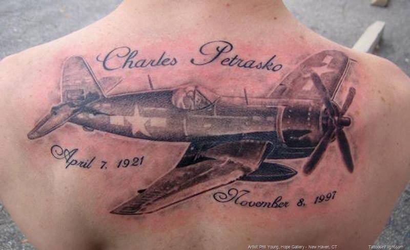 An old airplane tattoo by Annelie Fransson - Tattoogrid.net