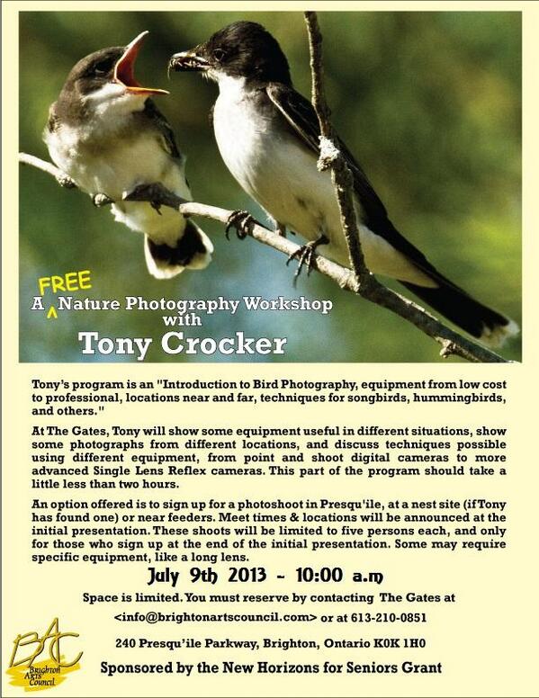 ArtsInBrighton's tweet photo. Today's the your last chance to sign up for Tony Crocker's nature photography course at The Gates. Space is limited,… http://t.co/elXBwhZl0m