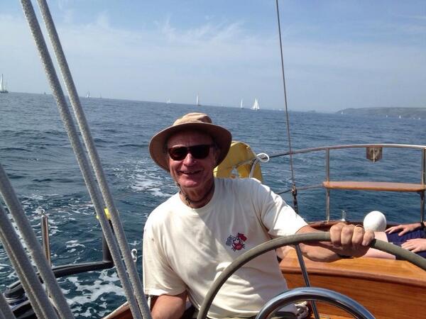 CCRegatta's tweet photo. Regatta chairman Bruce at the helm of Mabel during today's coastal race http://t.co/lFdG6AnqeE