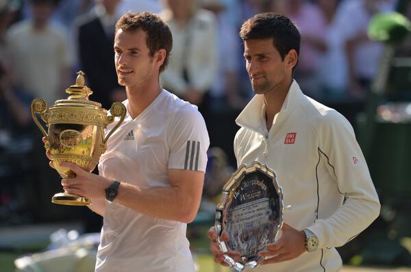 Wimbledon's tweet image. #Murray #Djokovic #Wimbledon #Trophies #mensfinal