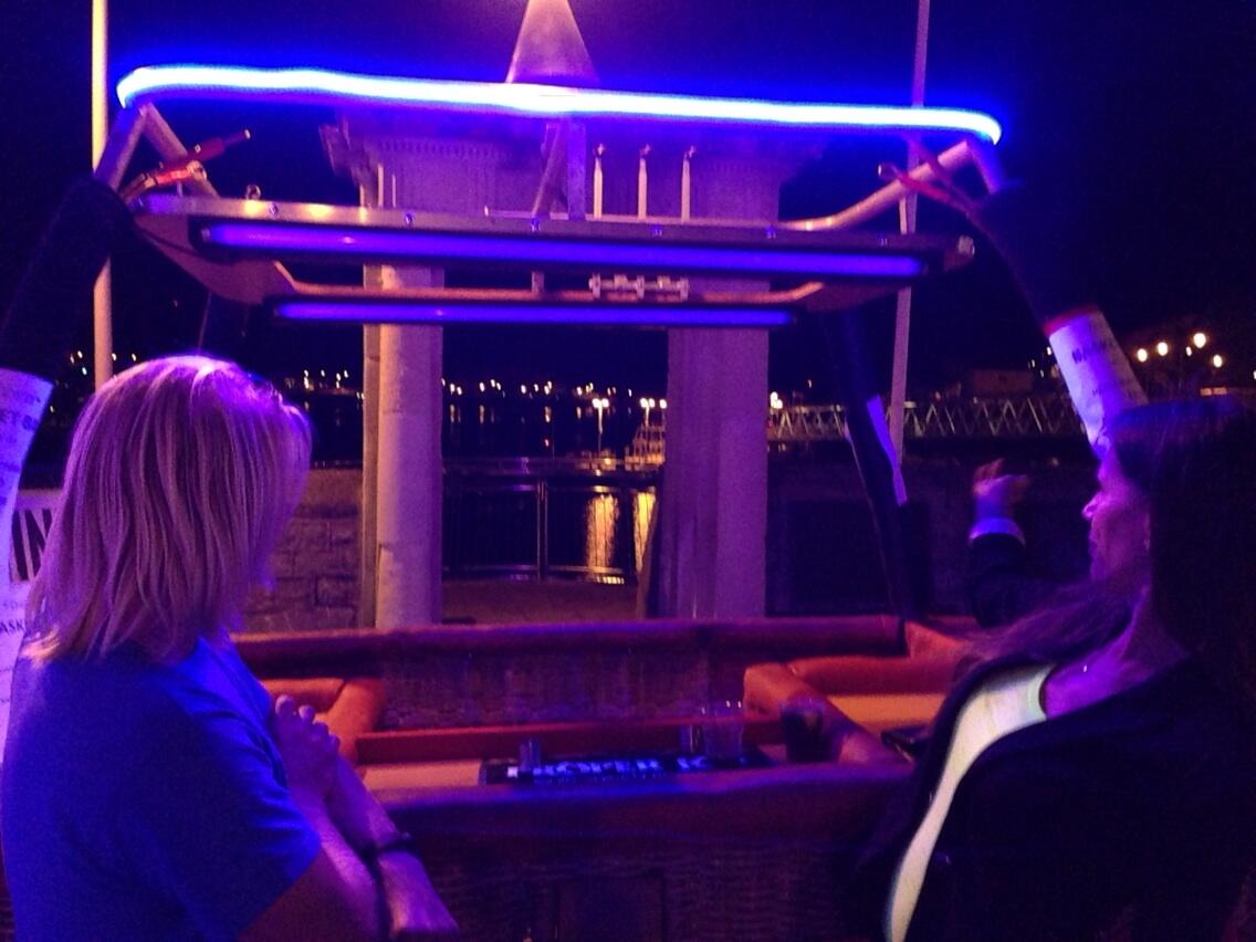 The gin basket lit up at night - copyright Richard Prowse The gin basket lit up at night - copyright Richard Prowse