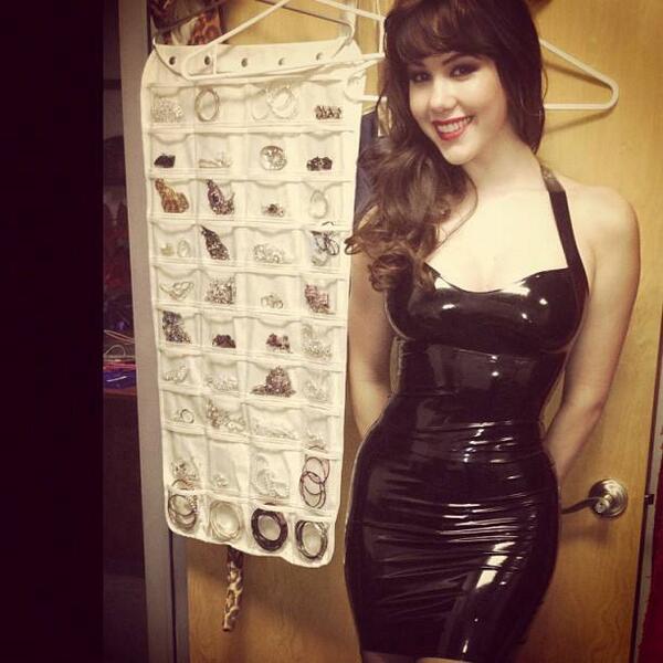 doxycouture's tweet image. Claire Sinclair wearing the black #latex halter dress.  bit.ly/Y5729 #fetish #fashion #follow #retweet