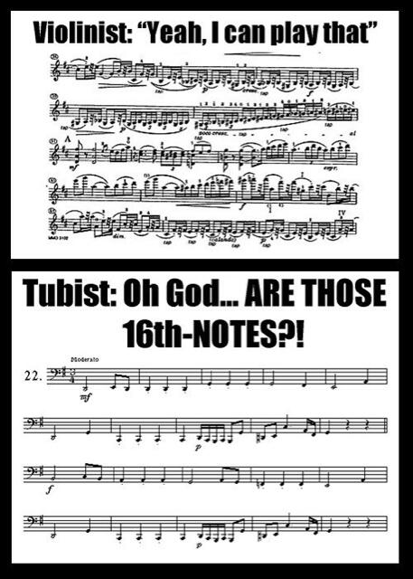 kickassical's tweet photo. The difference between violin and tuba. http://t.co/IF8q4spt6j