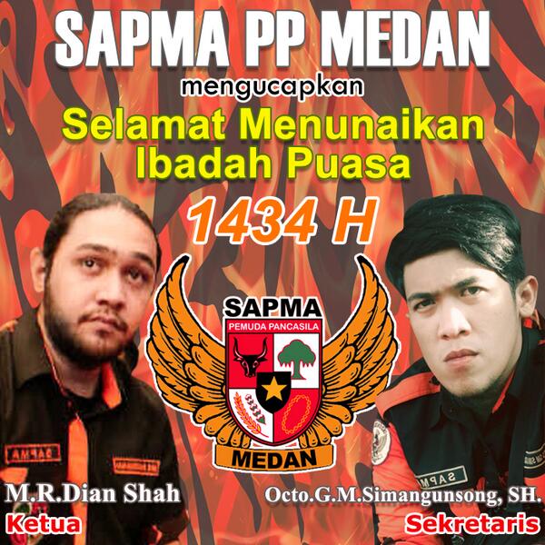 Seluruh Keluarga Besar SAPMA PP MEDAN Mengucapkan

Selamat Menunaikan Ibadah Puasa 1434 H

Mohon Maaf Lahir &amp; Batin