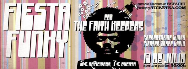 Espaciu's tweet photo. Este Sábado tenemos Fiesta Funky a manos de @TheFaithKeepers !! 5€ anticipada 7€ en taquilla http://t.co/YrTLxkn3l6 http://t.co/k4vlKiqMy5